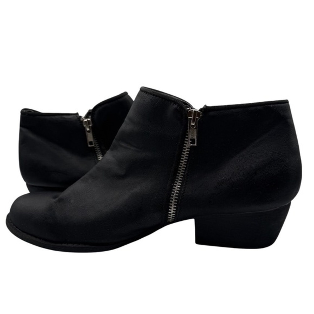 UnionBay Women Size 11M Black Faux Leather Side Zip Low Wedge Heel Ankle Boots